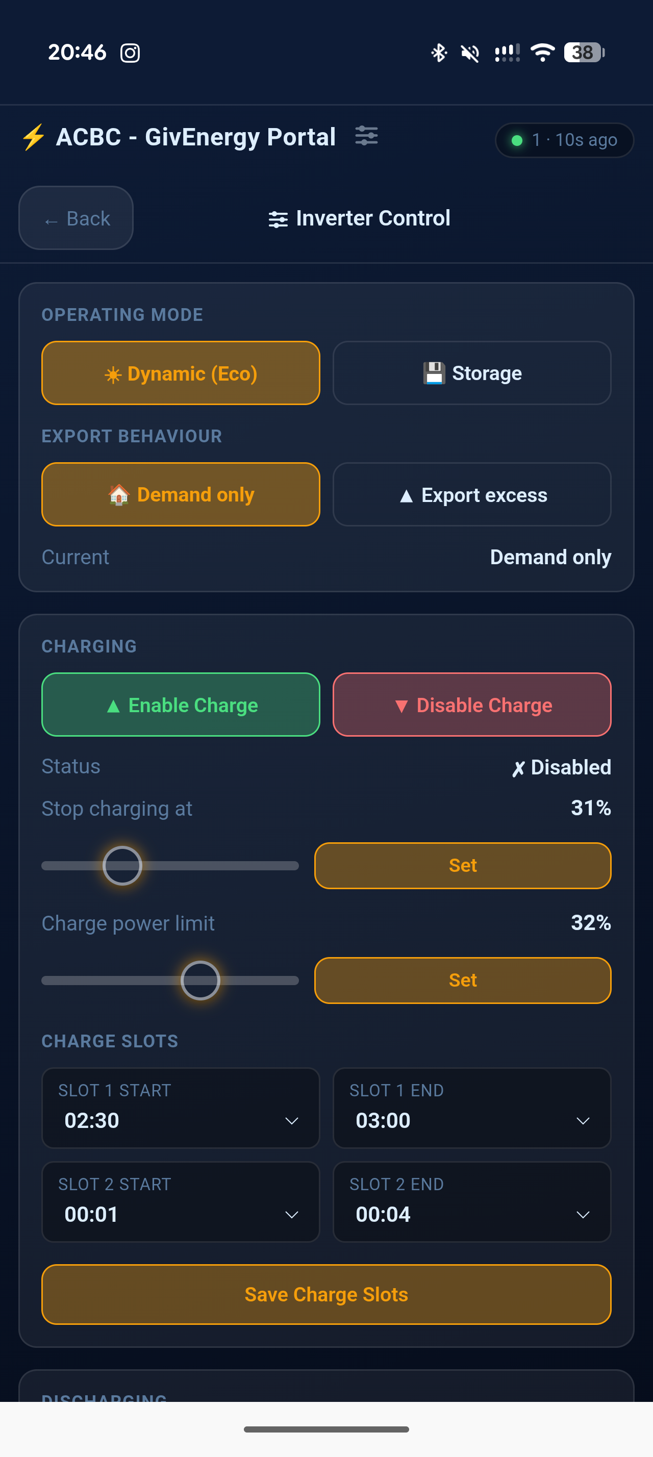 Inverter control panel